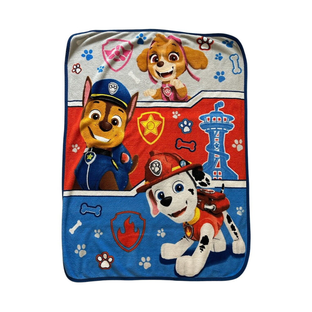 Paw Patrol Marshall Skye Chase Dog Bones Lookout Tower Kids Blanket Nickelodeon